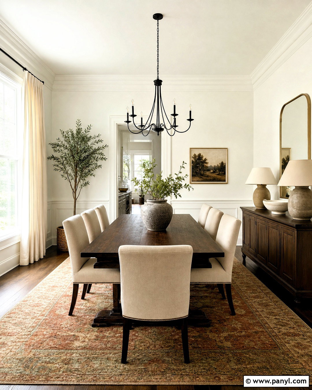 White Flour Dining Room With Dark Wood - 20 white flour sherwin williams ideas