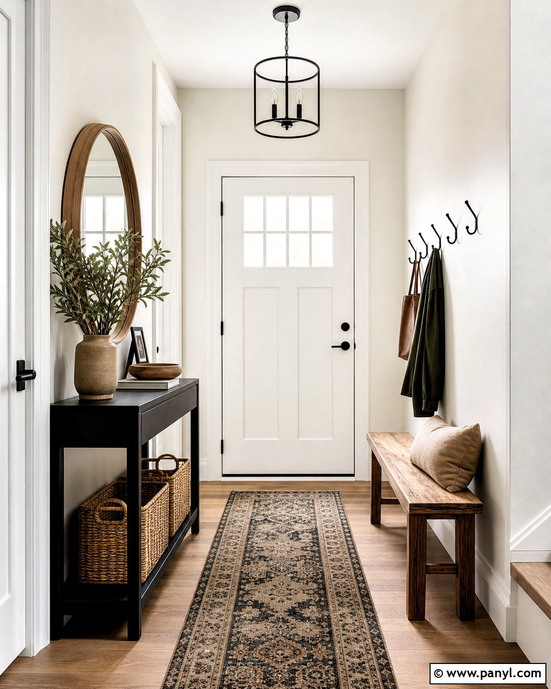 White Flour Entryway With Black Accents - 20 white flour sherwin williams ideas
