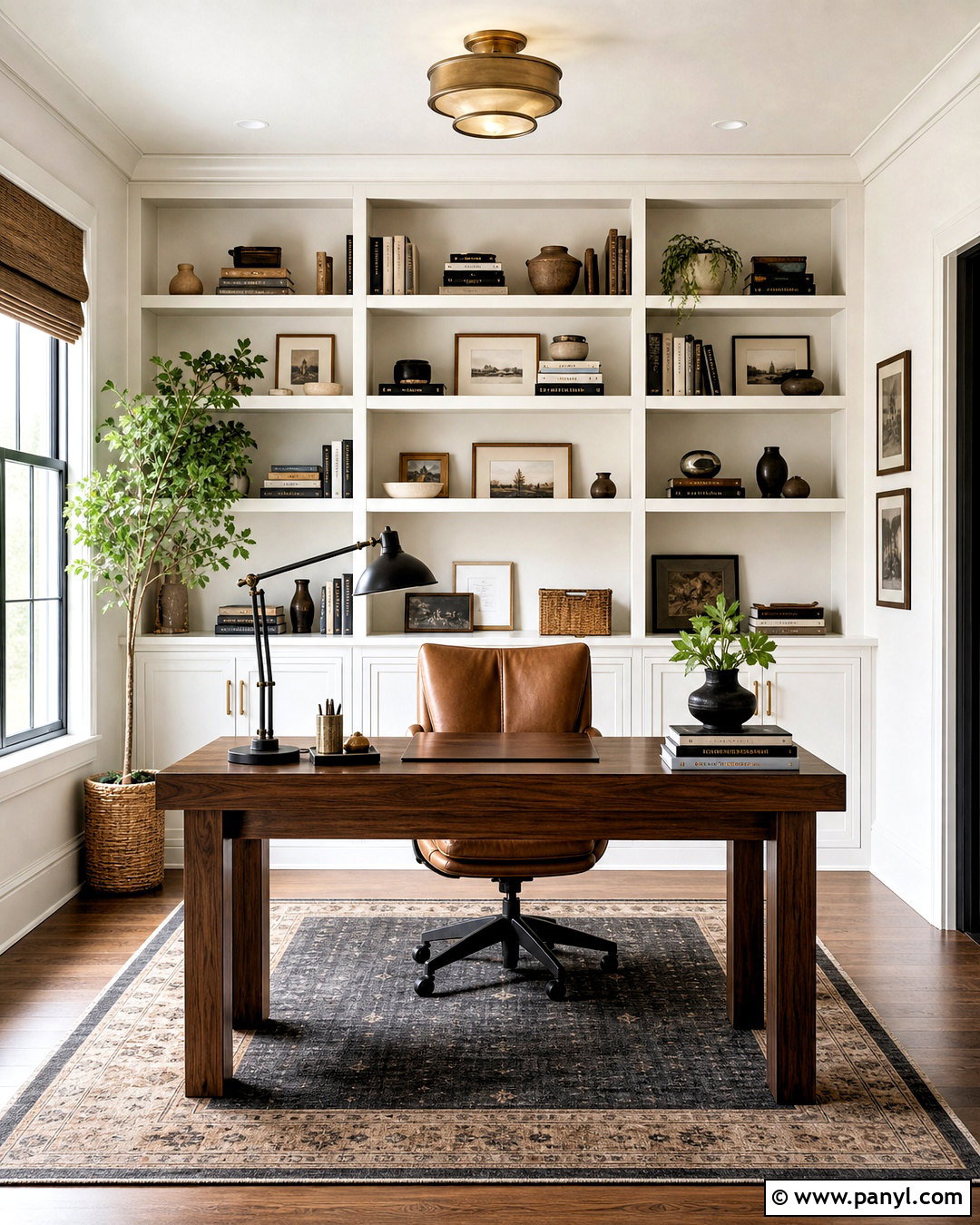 White Flour Home Office With Built-In Storage - 20 white flour sherwin williams ideas