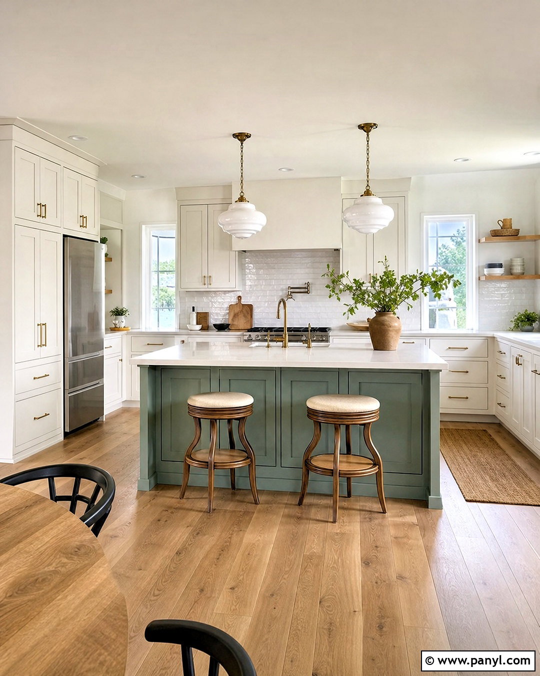 White Flour Kitchen With Green Island - 20 white flour sherwin williams ideas