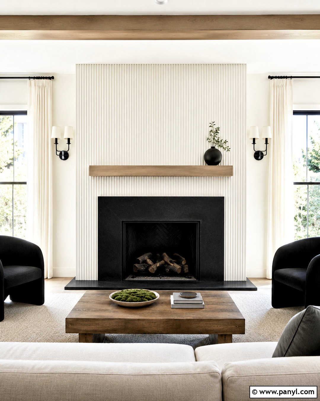 White Fluted Fireplace And Black Hearth - 20 black and white fireplace ideas