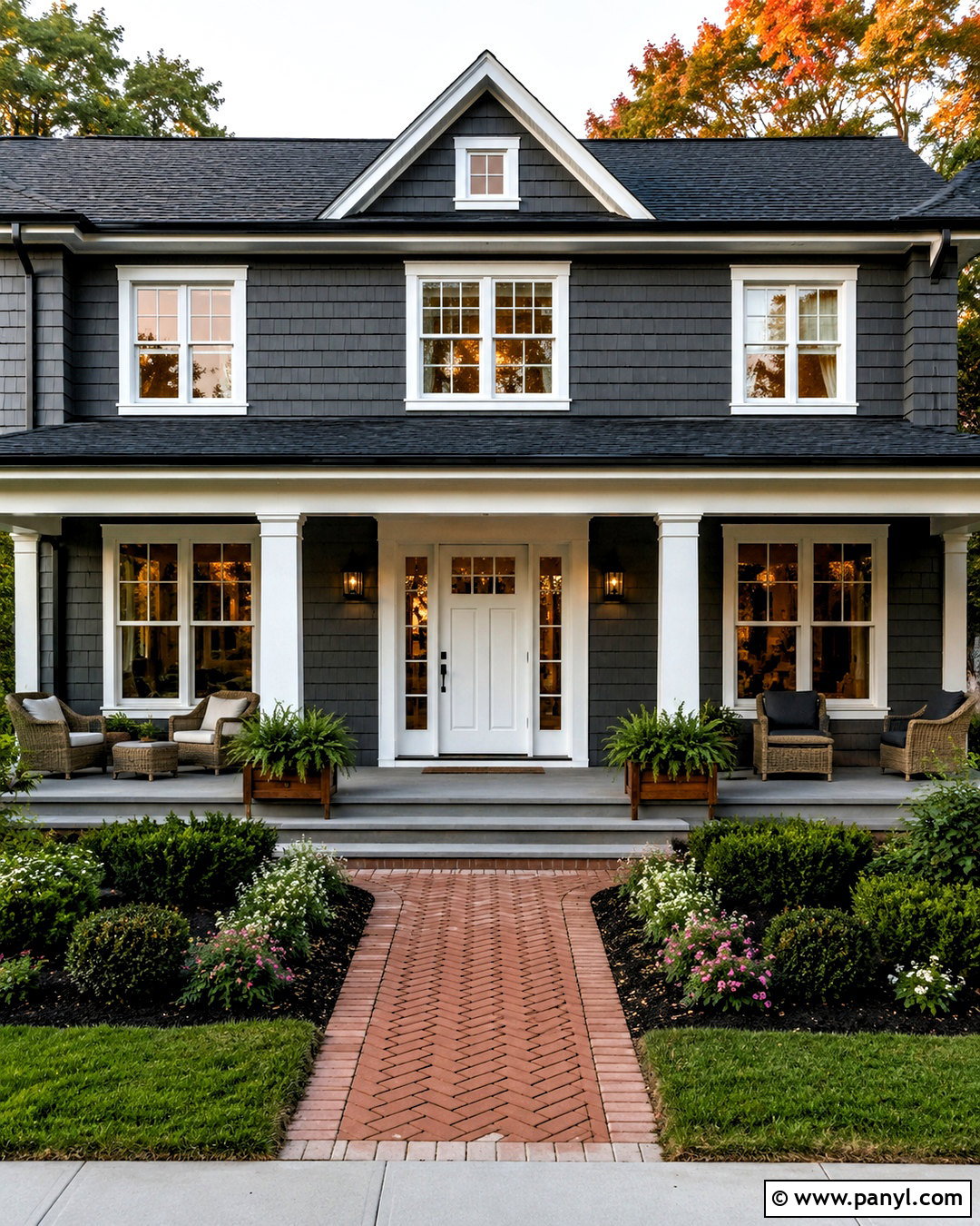 White Front Door - 20 door colors for gray house ideas