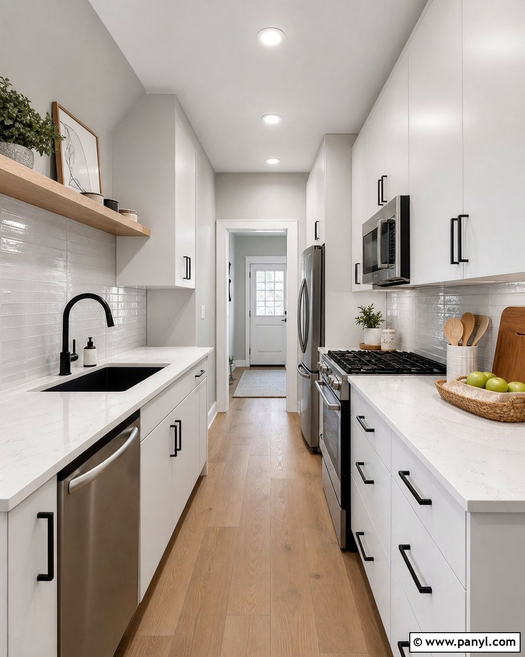 White Galley Kitchen With Gray Walls - 20 Modern White Kitchen With Gray Walls