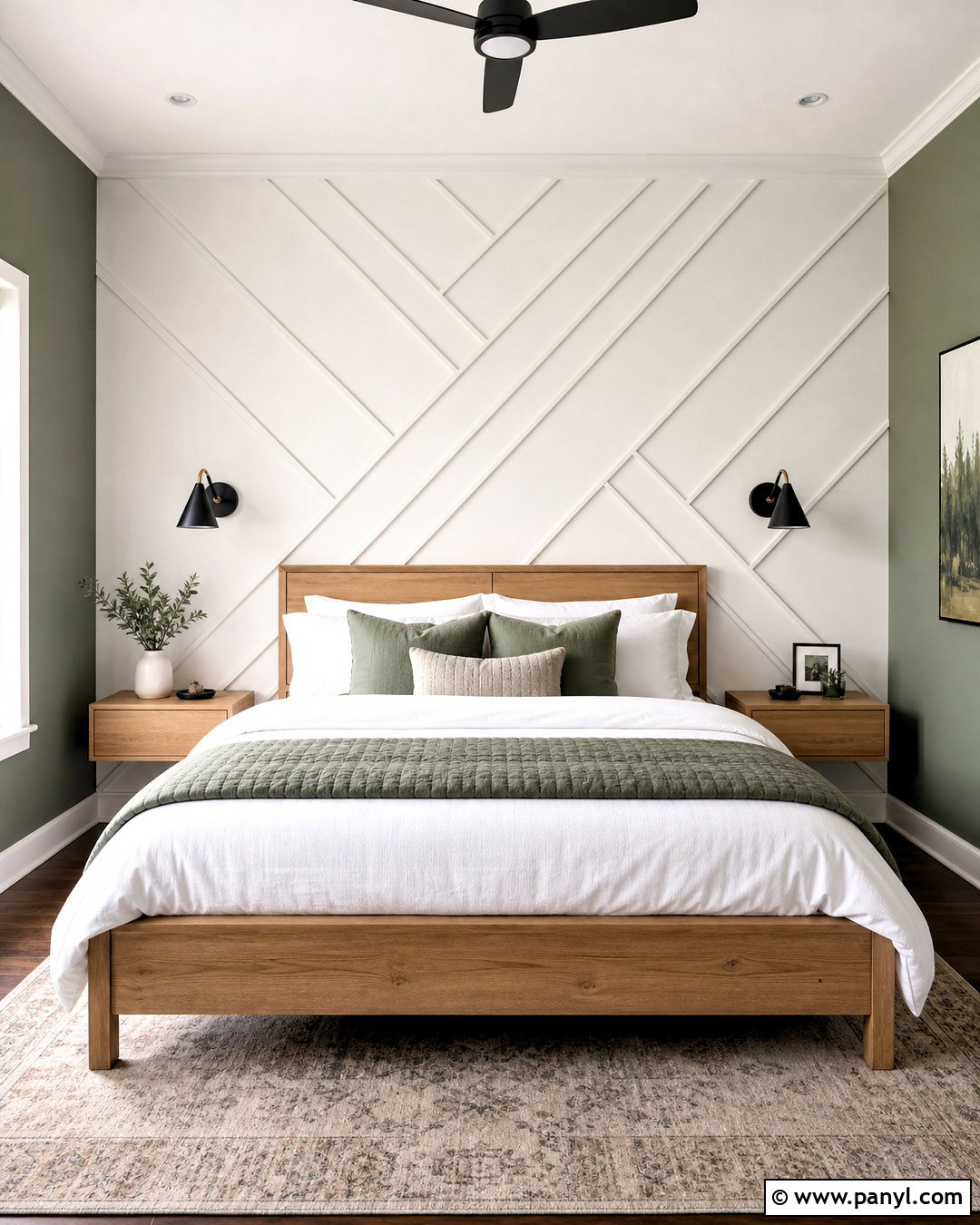 White Geometric Accent Wall - 20 white accent wall ideas