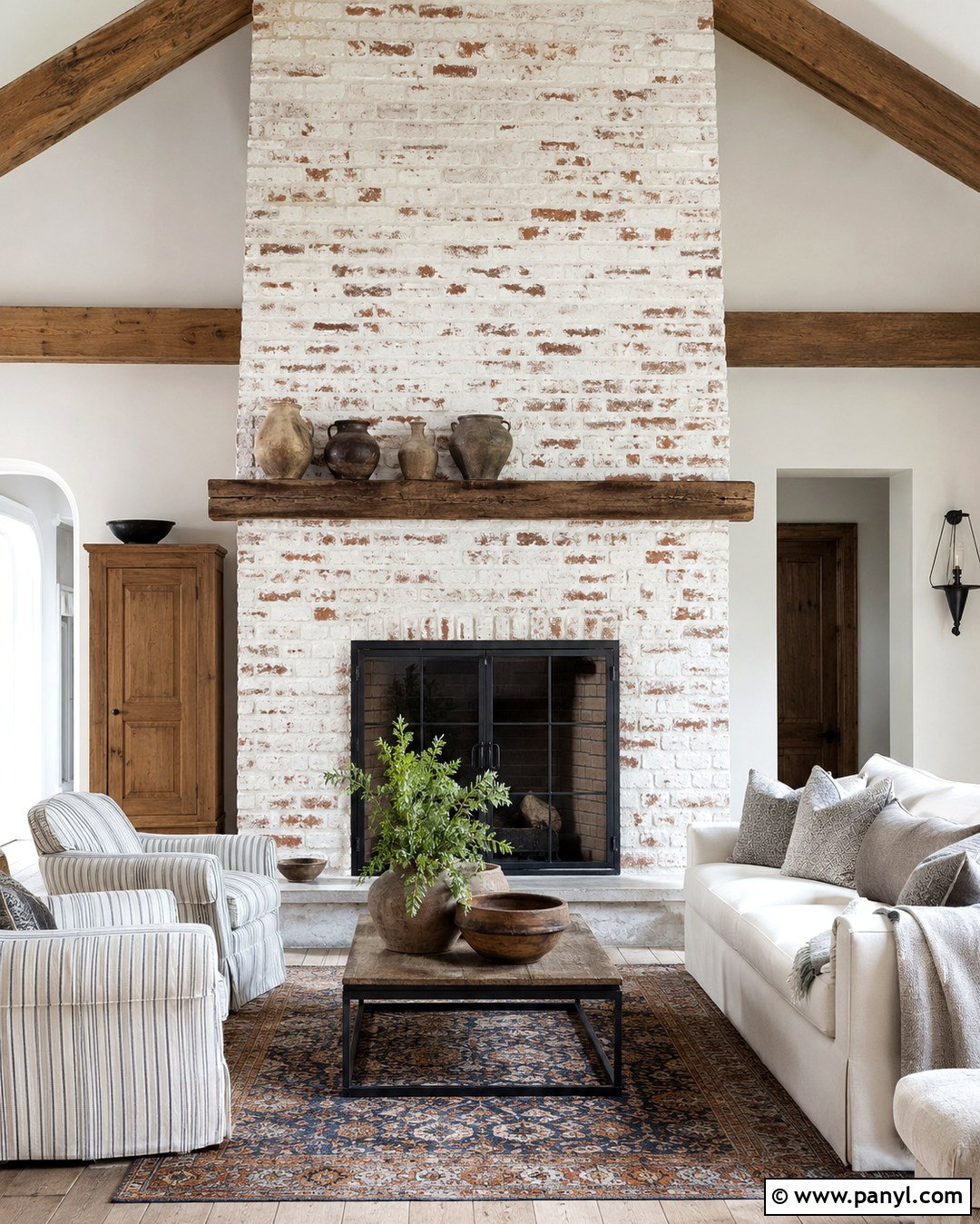 White German Schmear Brick Fireplace - 20 Brick Fireplace Coloring Ideas