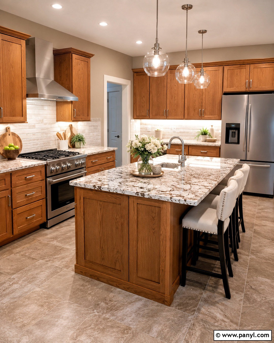White Granite Countertops With Honey Oak Cabinets - 20 countertops with honey oak cabinets