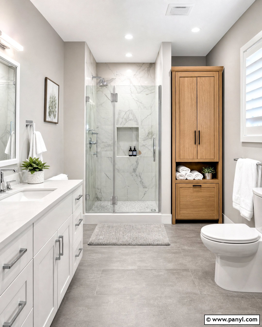 White Gray Bathroom With Marble - 20 white grey paint ideas