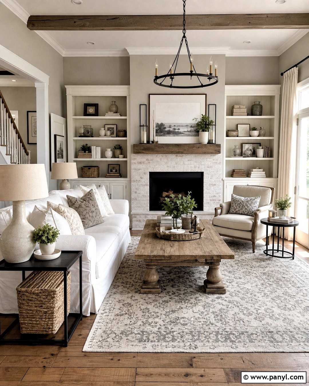 White Gray Farmhouse Interior - 20 white grey paint ideas