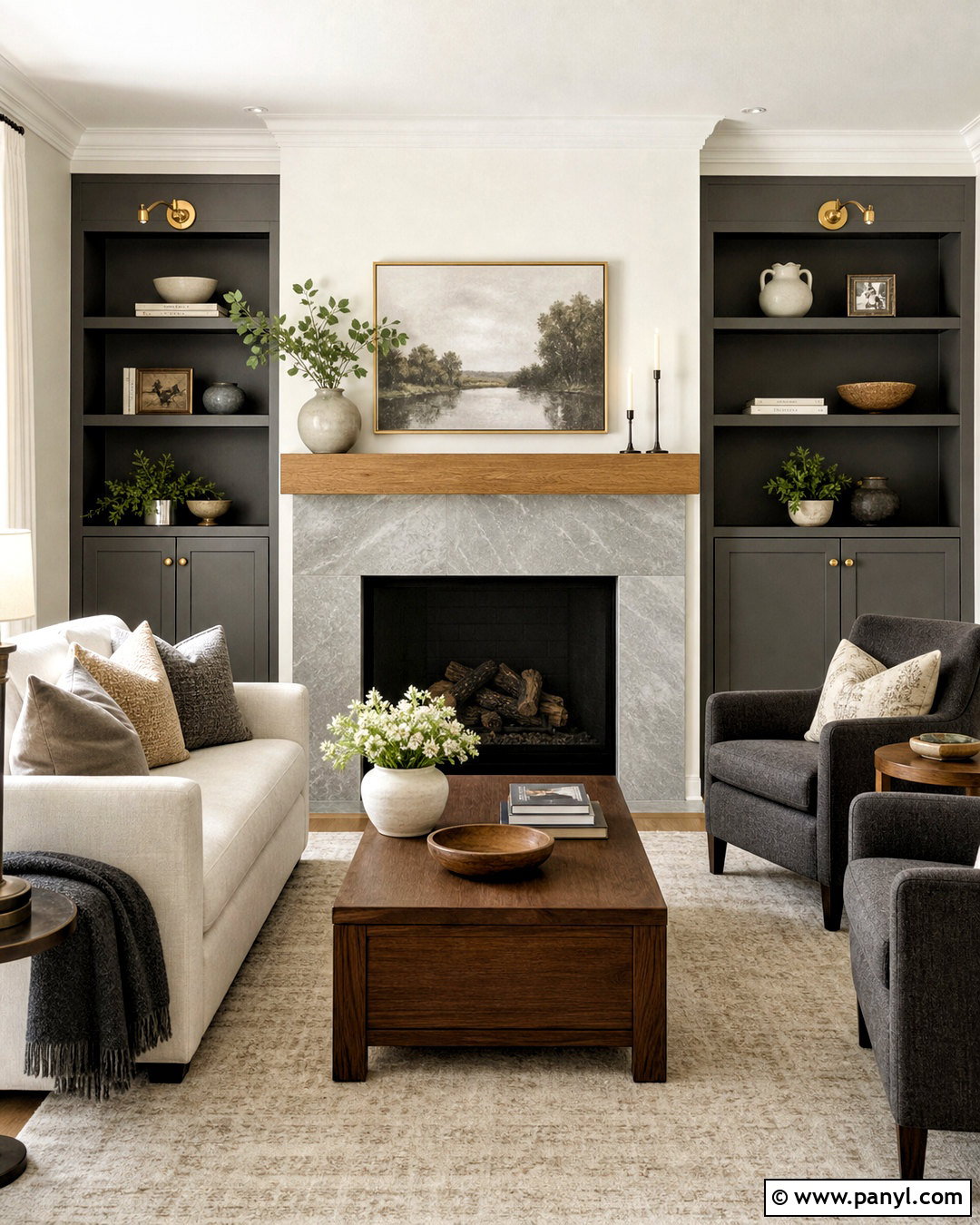 White Gray Fireplace Room - 20 white grey paint ideas