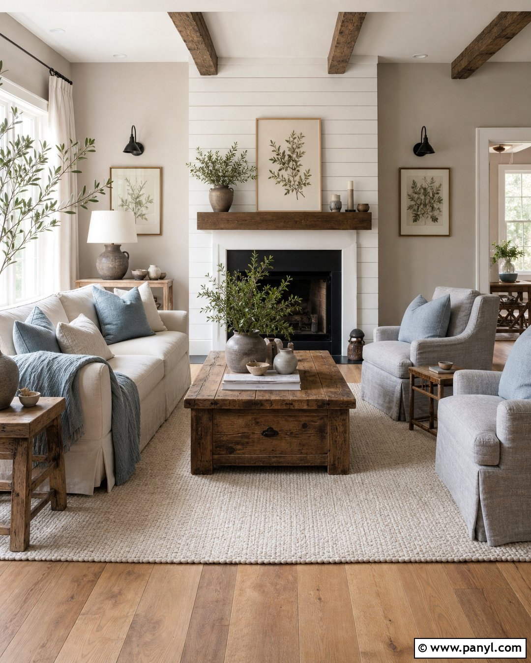 White Grey Farmhouse Living Room Walls - 25 White Grey Walls
