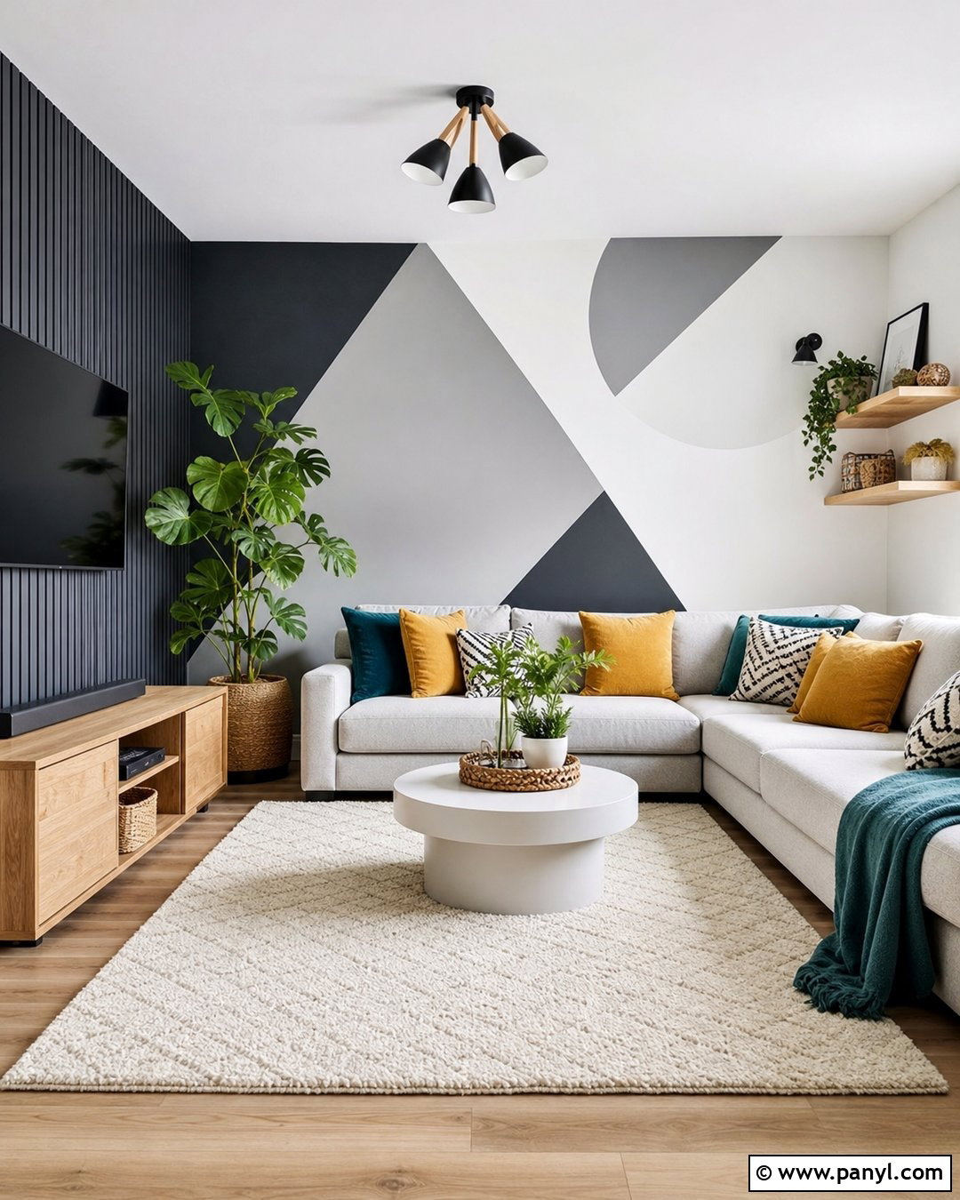 White Grey Geometric Wall - 25 White Grey Walls