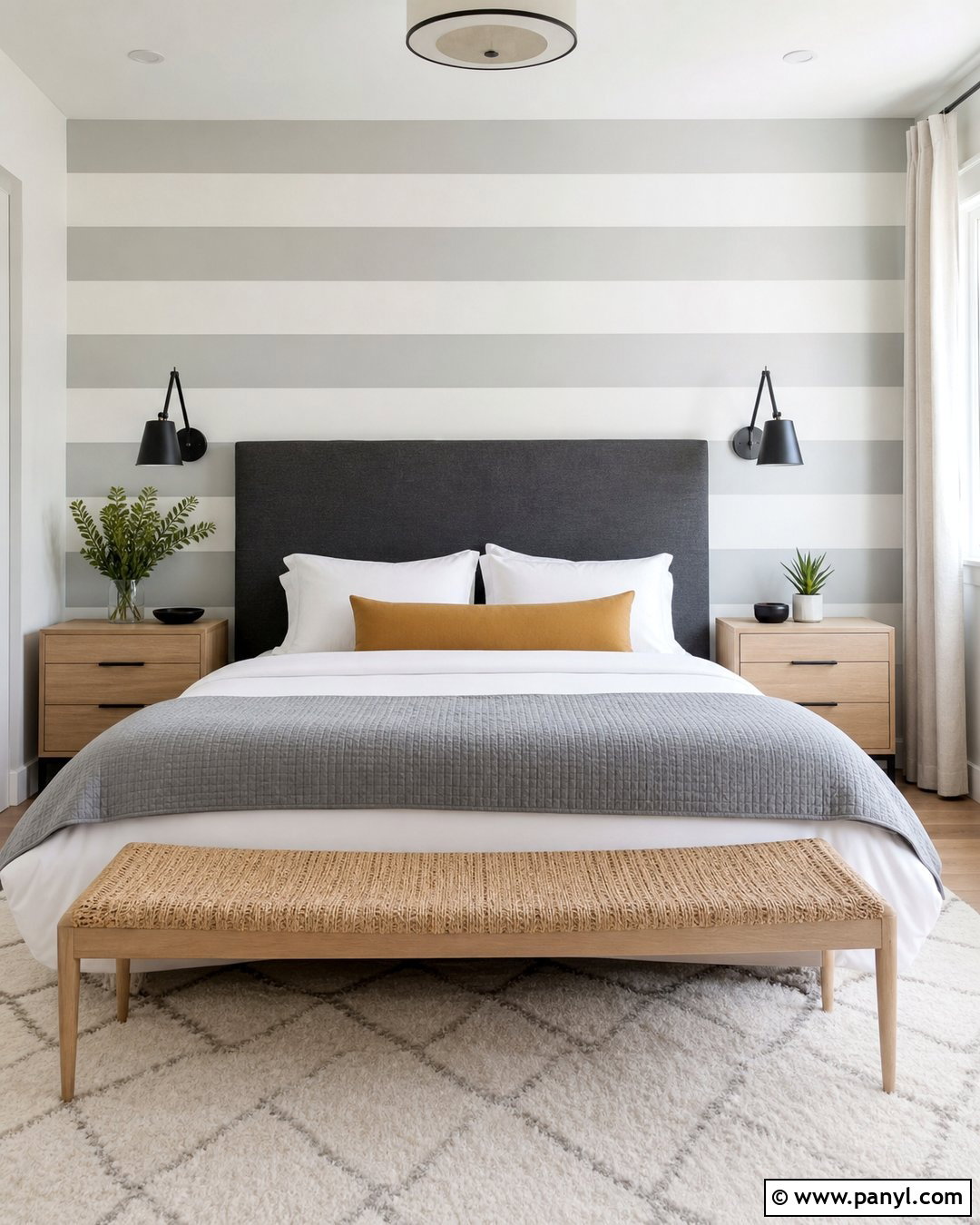 White Grey Striped Accent Wall - 25 White Grey Walls