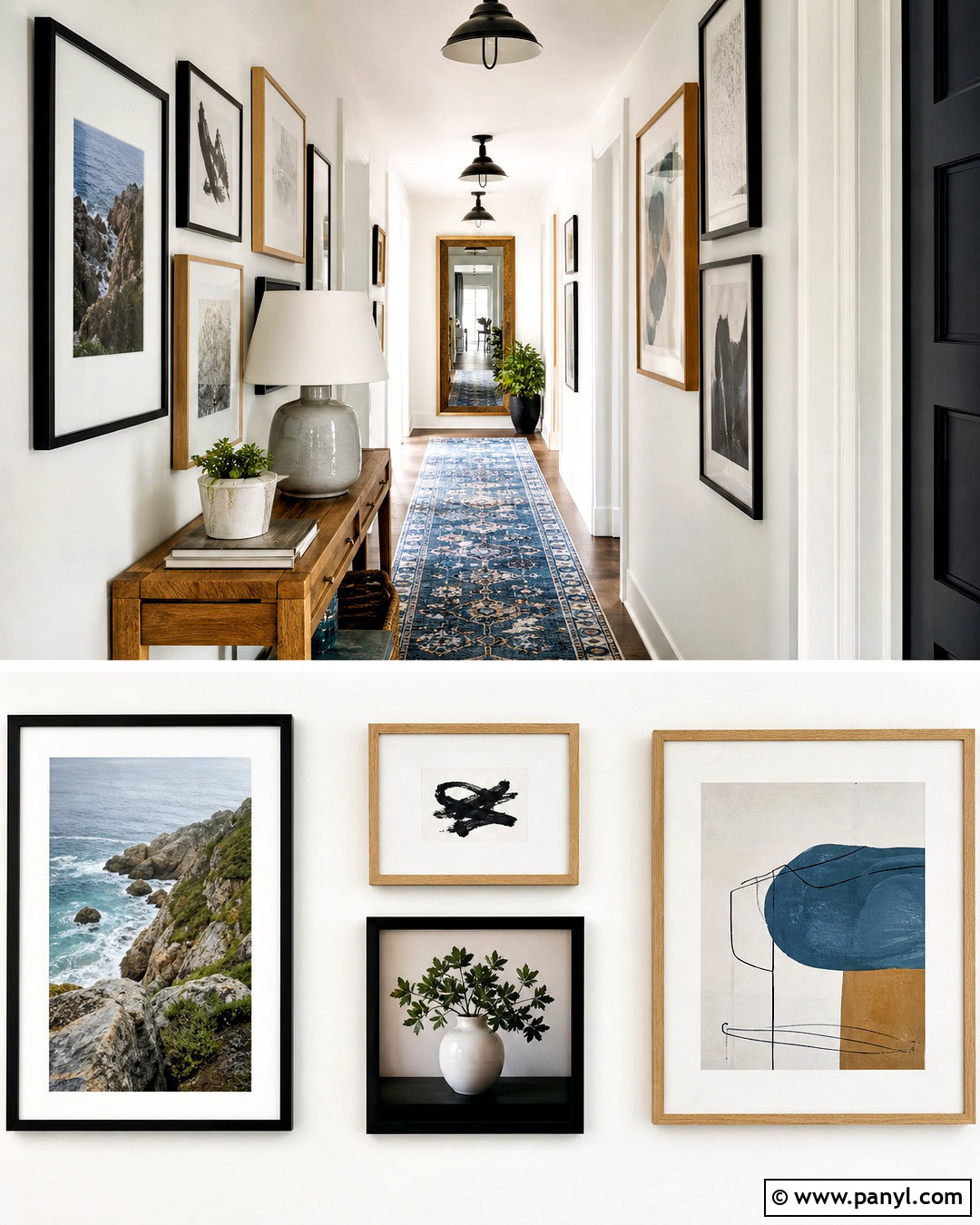 White Hallway Gallery Walls - 20 white wall ideas