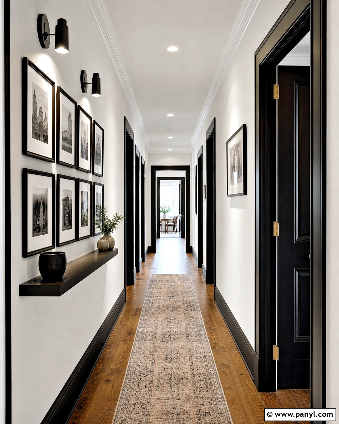 White Hallway With Black Baseboards - 20 white room black trim ideas