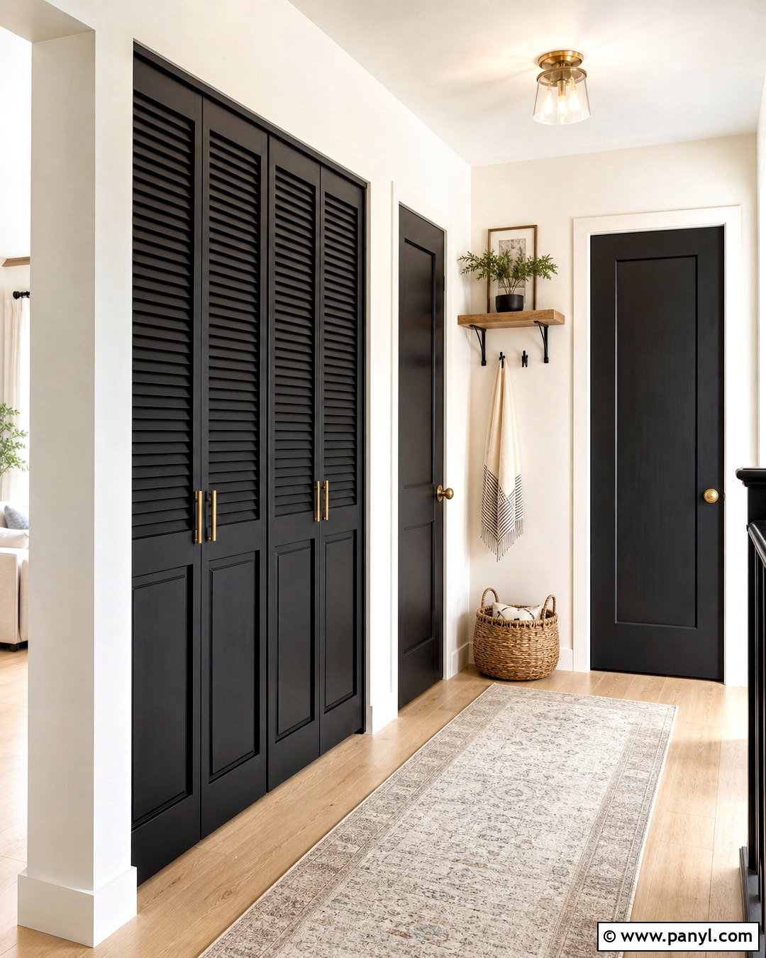 White Hallway With Black Closet Doors - 20 white hallway black doors