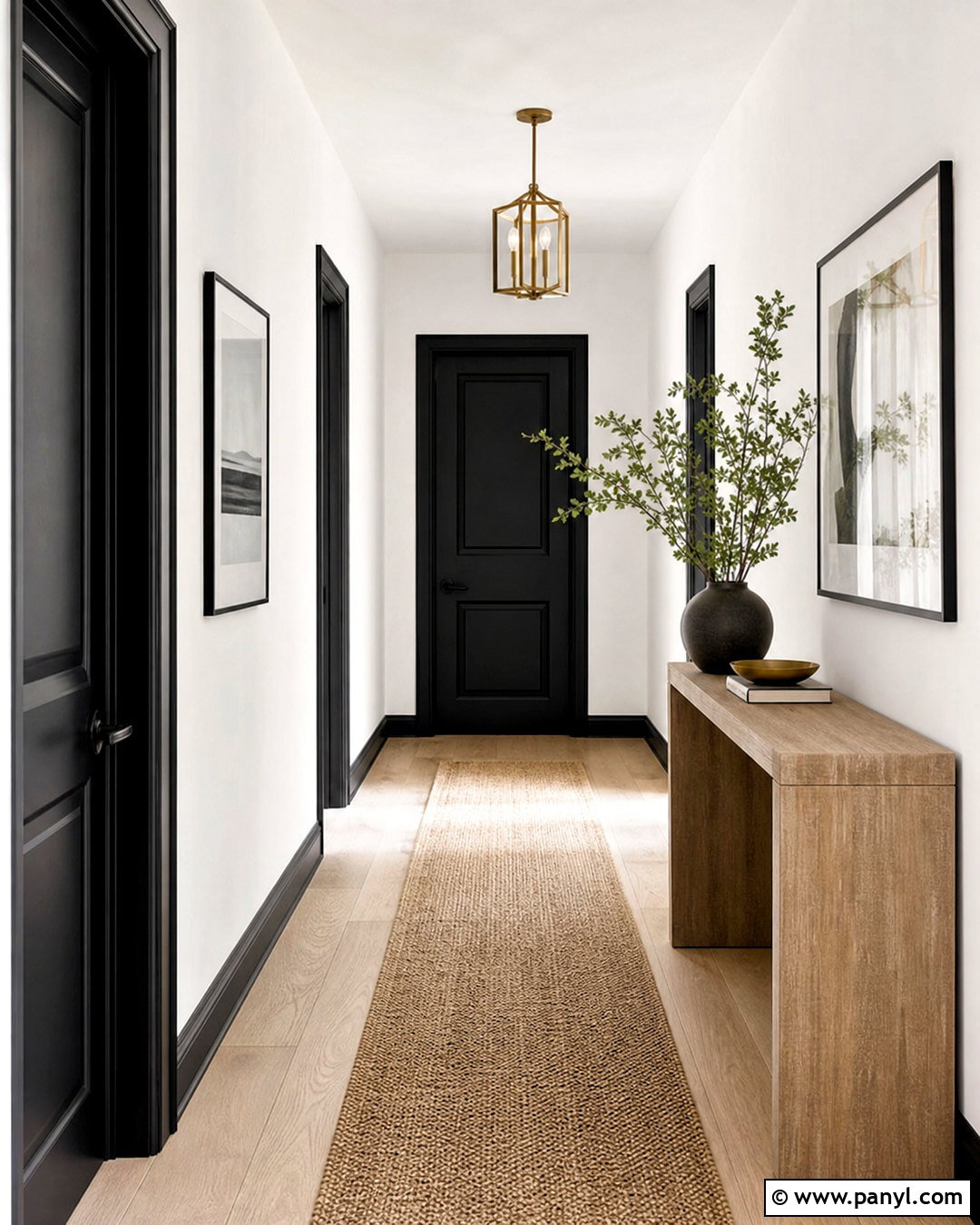 White Hallway With Black Doors And Black Trim - 20 white hallway black doors
