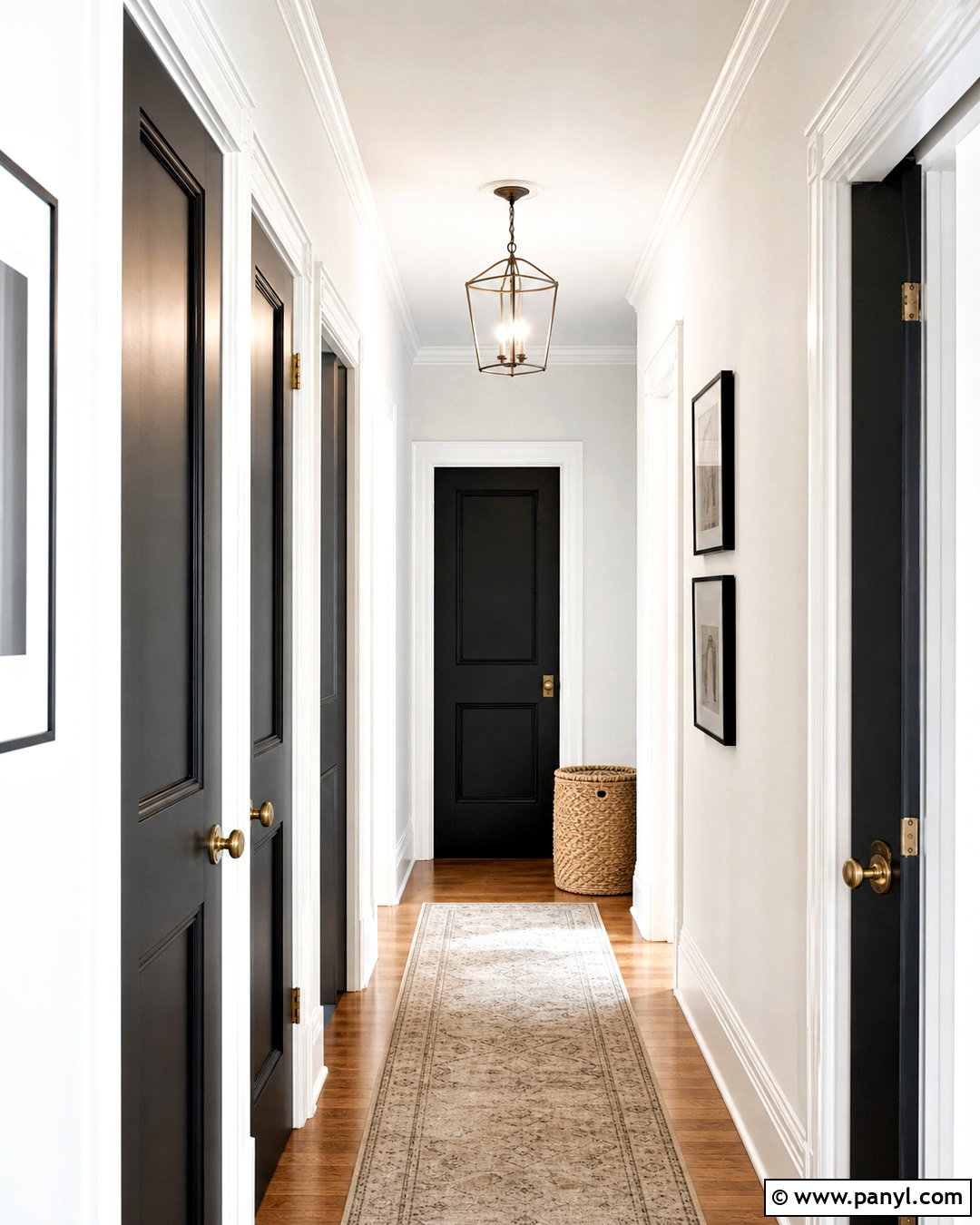 White Hallway With Black Doors And White Trim - 20 white hallway black doors