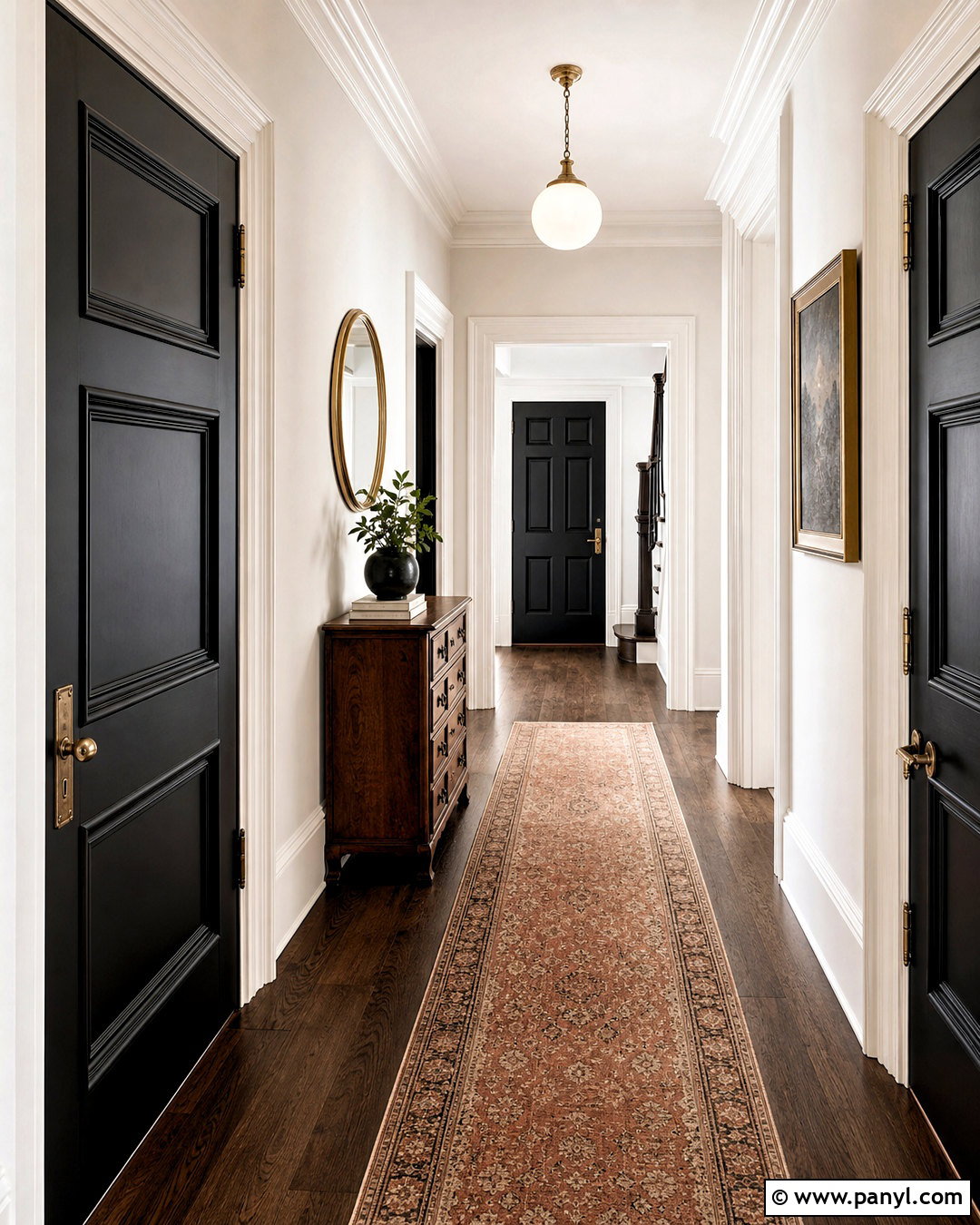 White Hallway With Black Paneled Doors - 20 white hallway black doors
