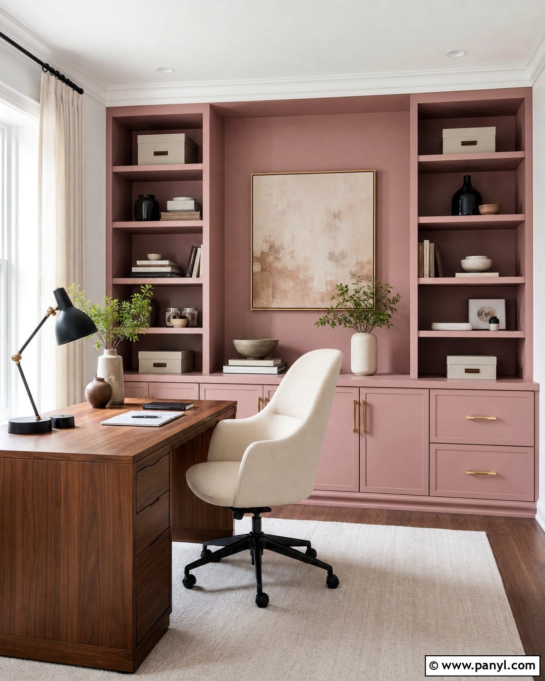 White Home Office Walls With Pink Shelves - 25 White Pink Walls