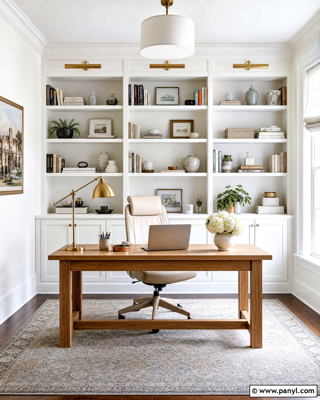 White Home Office With Built-Ins - 20 white home interiors