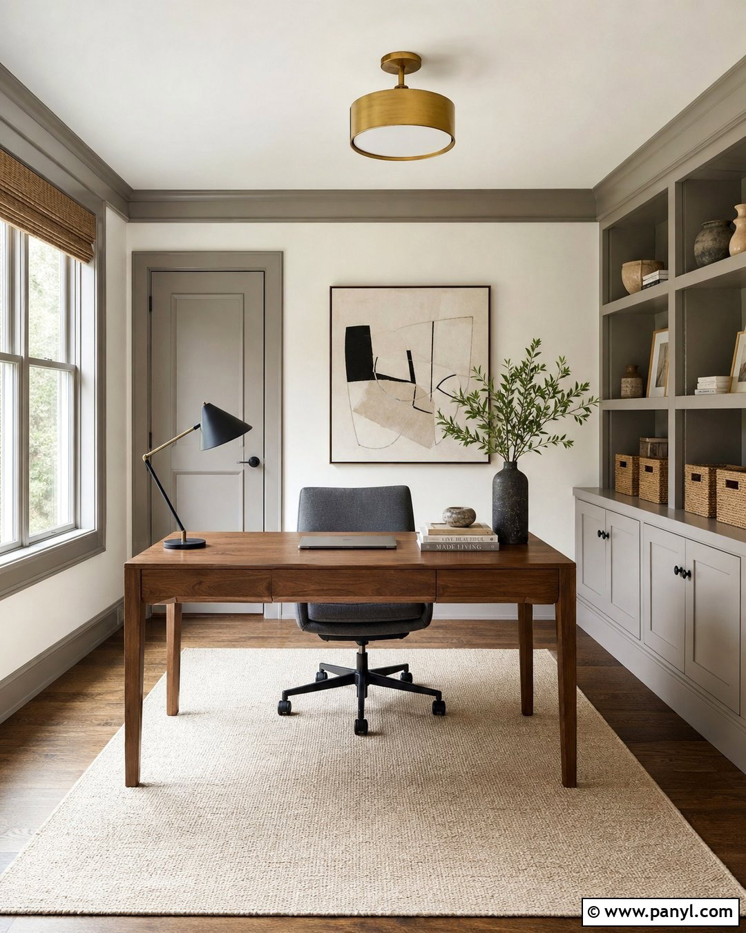 White Home Office With Grey Trim - 30 White Walls Grey Trim Ideas