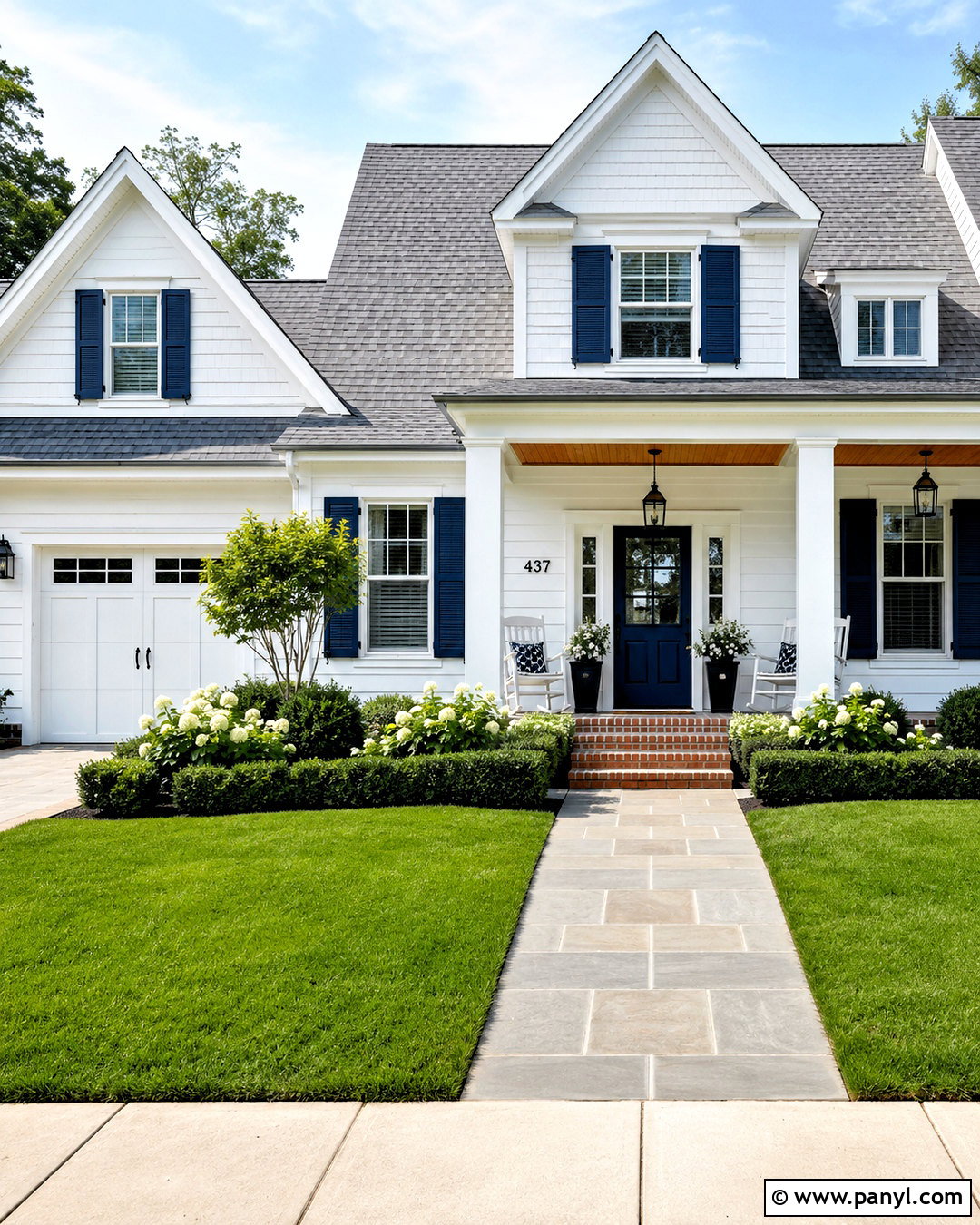 White House With Navy Accents - 20 outside house colour ideas