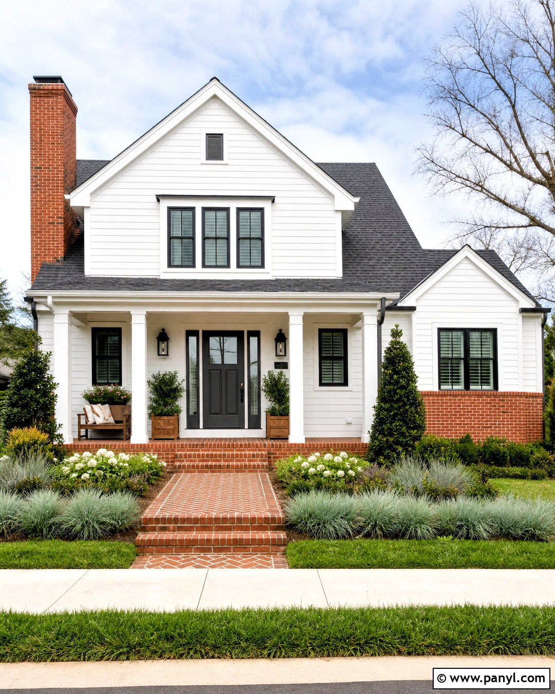 White House With Red Brick and Gray Roof - 20 white house with red brick ideas