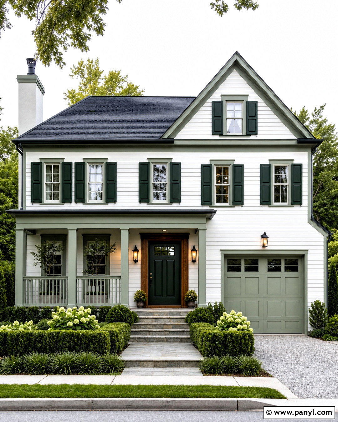 White House With Two Tone Green Trim - 20 white house green trim ideas