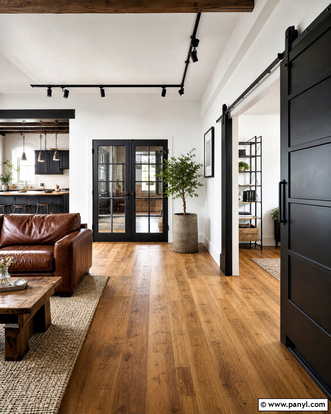 White Industrial Interior With Black Metal Doors - 20 white walls with black doors