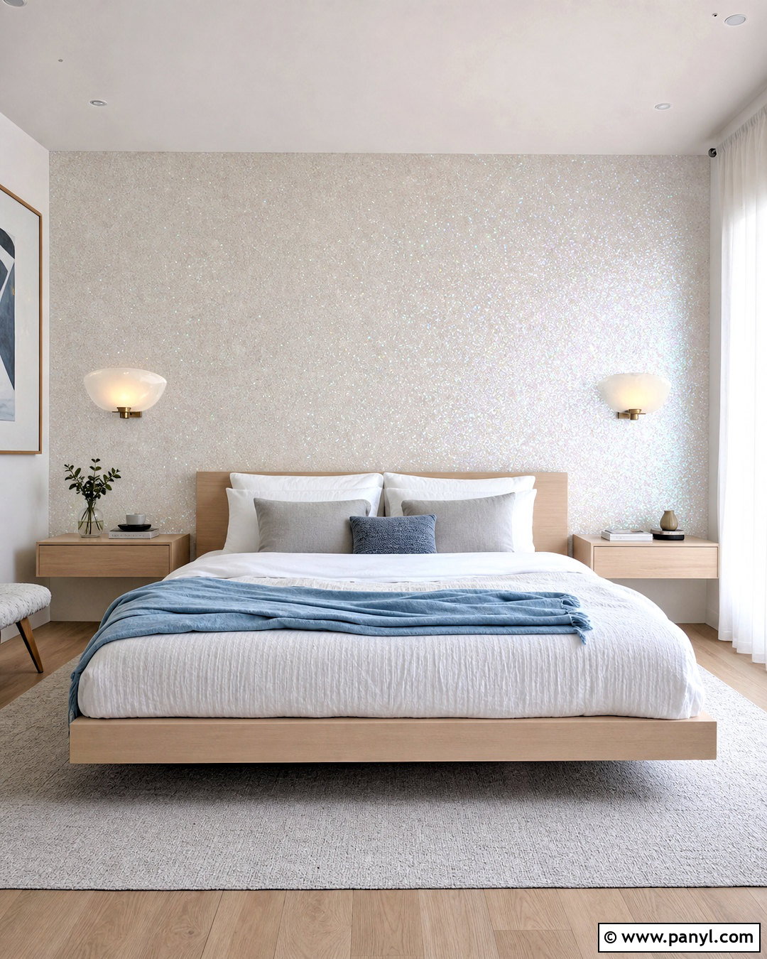 White Iridescent Glitter Accent Wall Bedroom - 20 glitter accent wall ideas