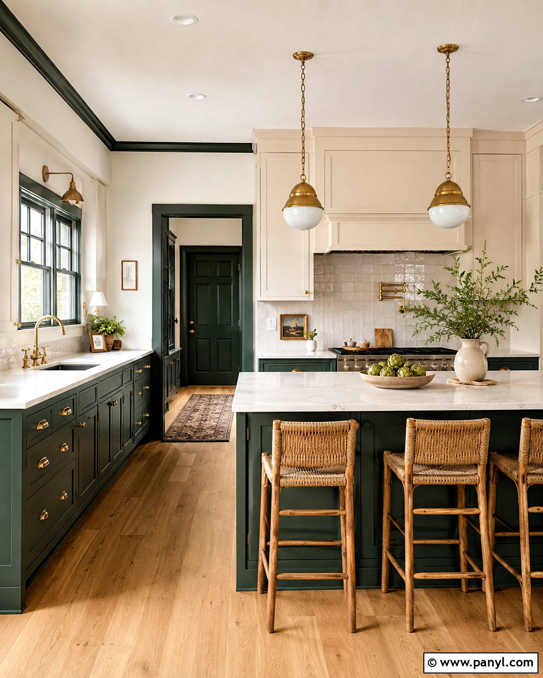 White Kitchen Walls With Dark Green Trim - 40 light walls darker trim ideas