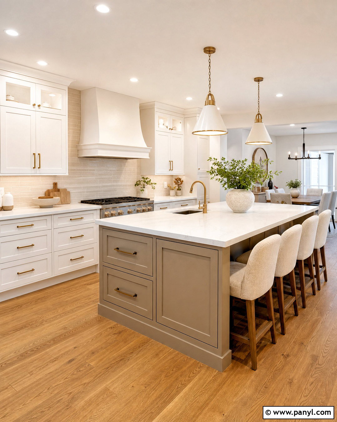 White Kitchen With A Beige Island - 20 white and beige kitchen ideas