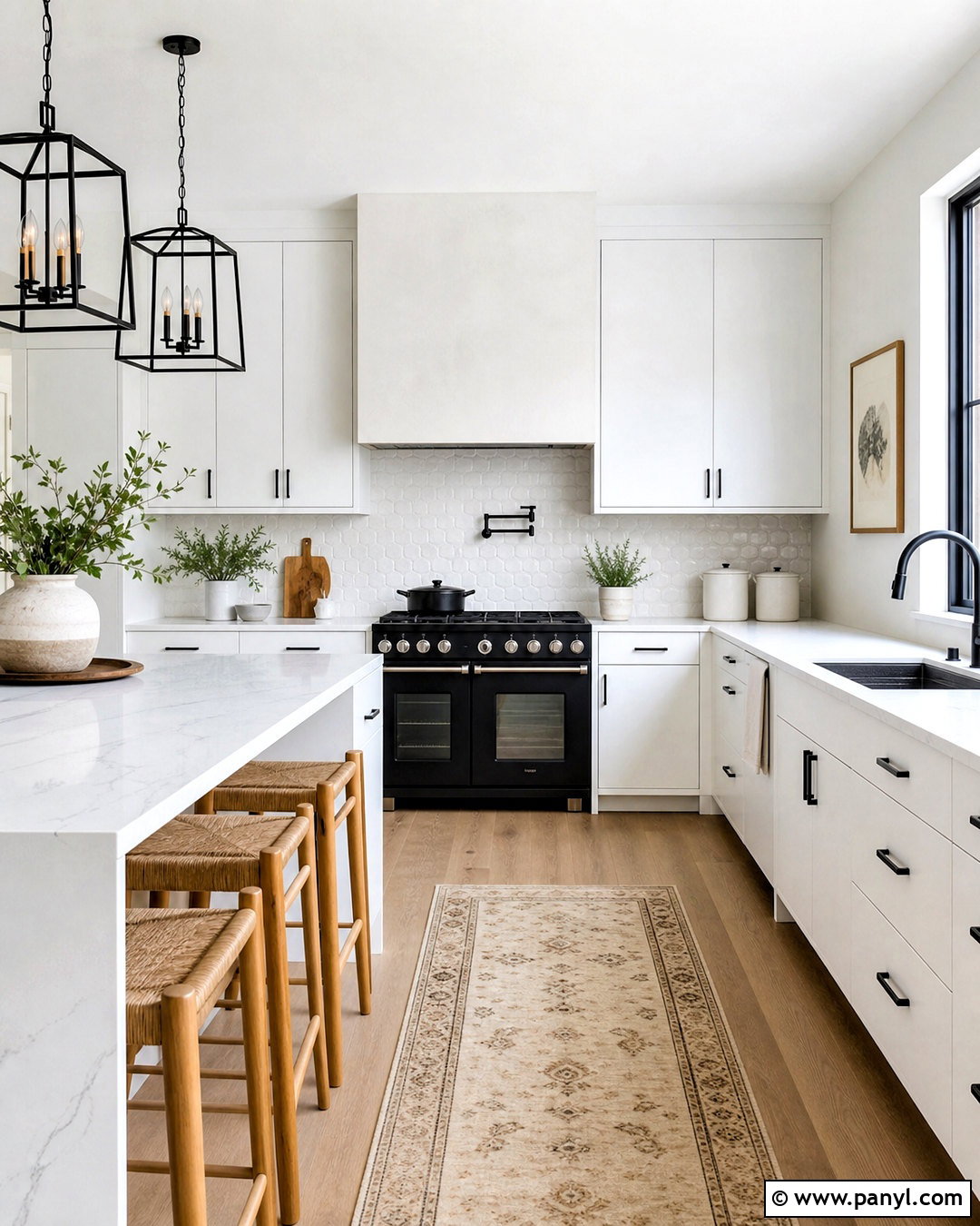 White Kitchen With Black Accents - 20 white home interiors