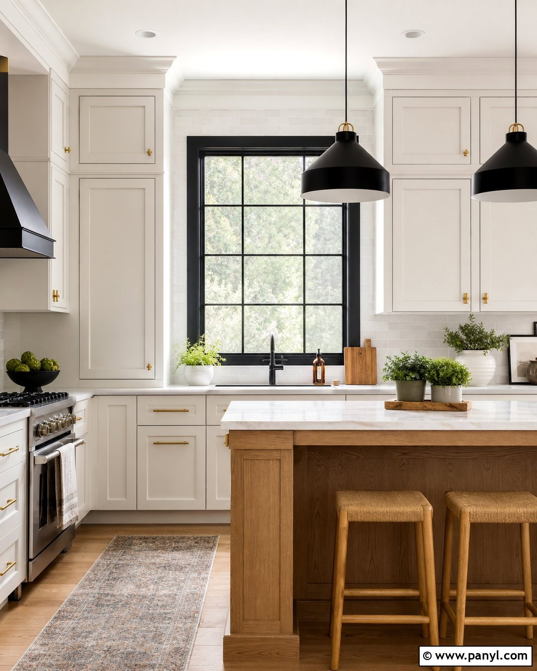 White Kitchen With Black Window Trim - 25 White Wall With Black Trim Ideas