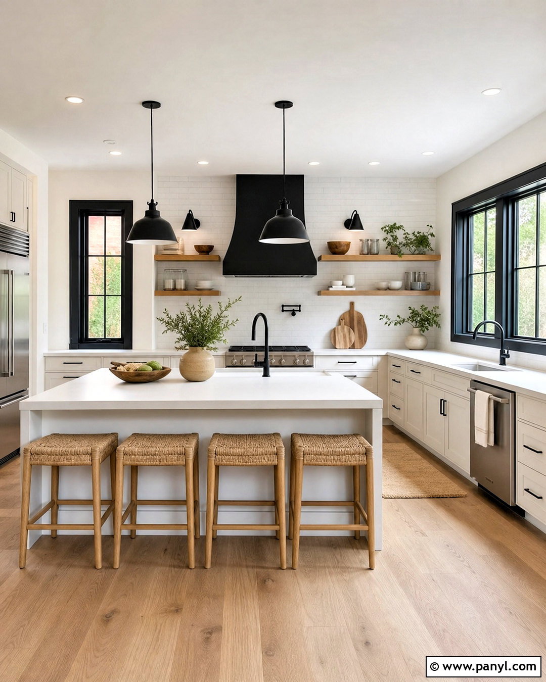 White Kitchen With Black Window Trim - 20 white room black trim ideas