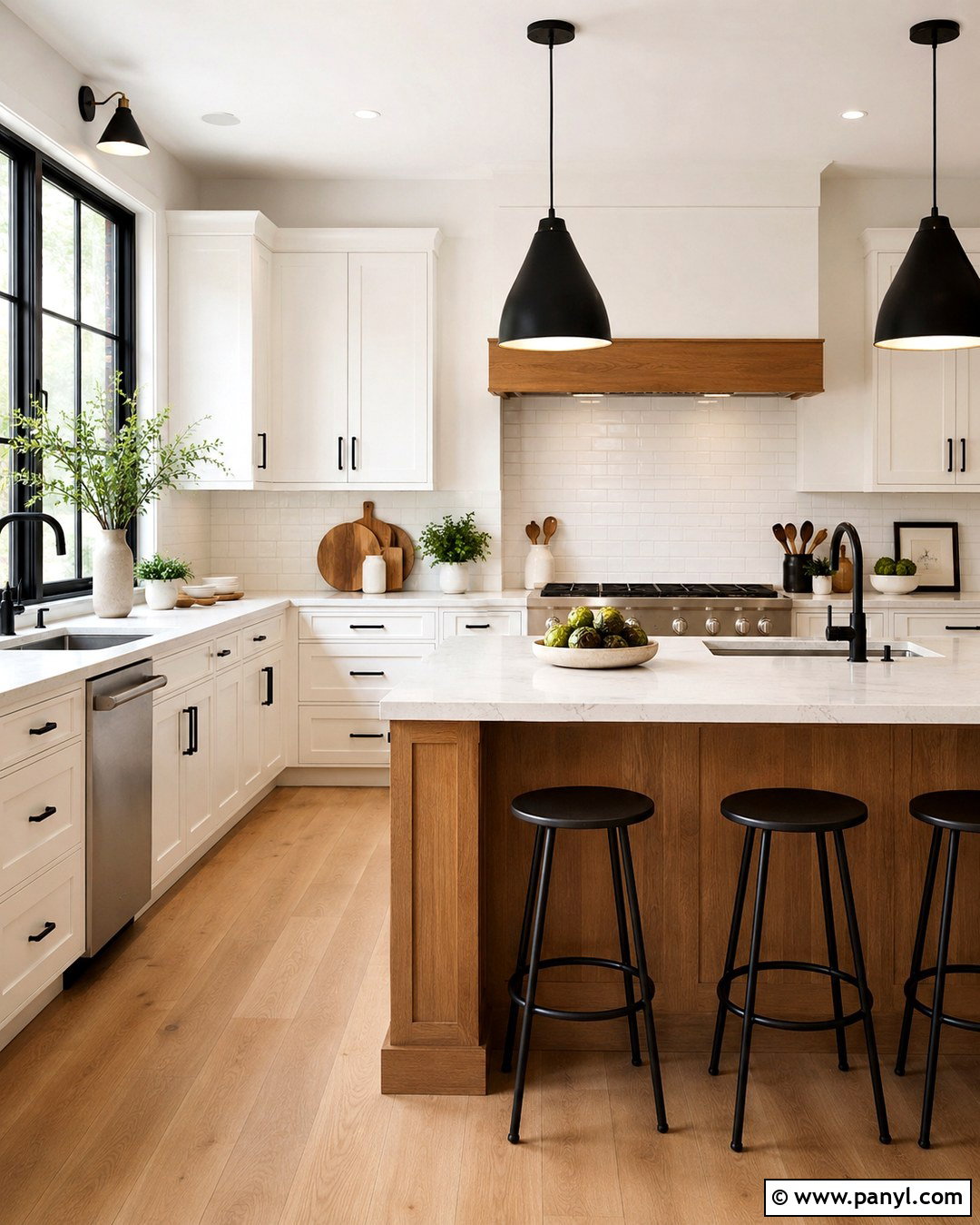 White Kitchen With Black Window Trim - 20 White Wall And Black Trim Ideas