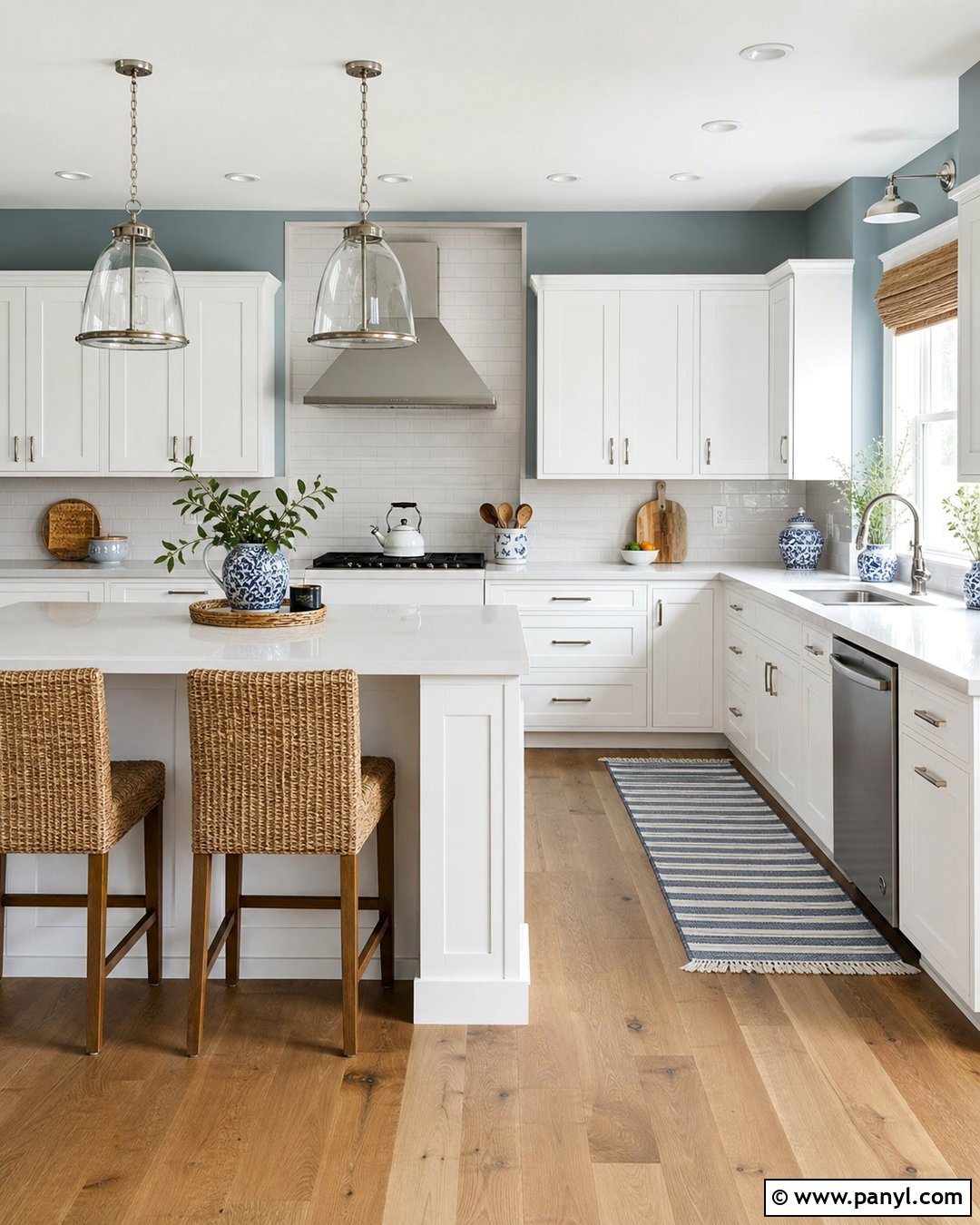 White Kitchen With Blue Gray Walls - 20 Modern White Kitchen With Gray Walls