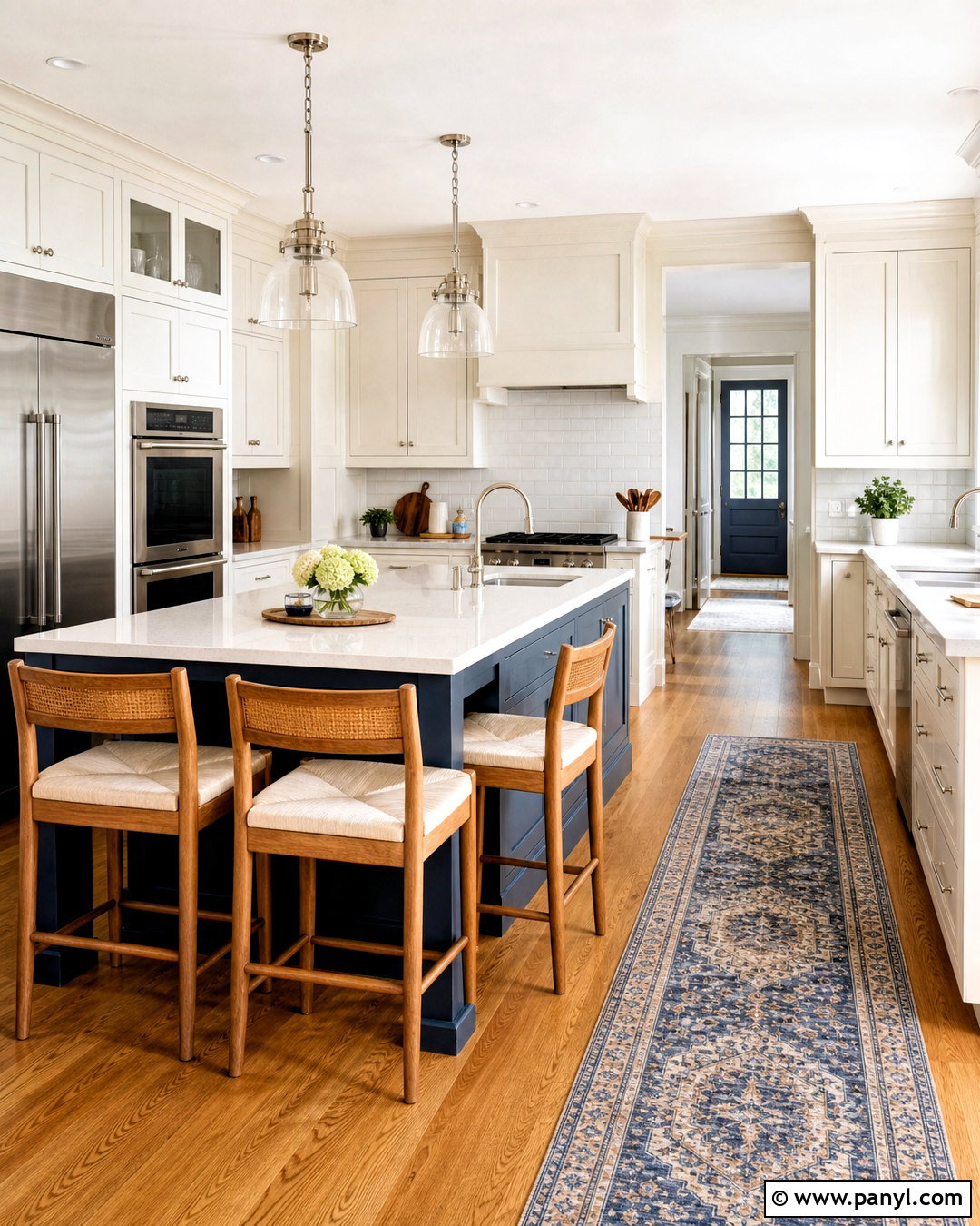 White Kitchen With Blue Island Color Scheme - 20 kitchen ideas color schemes