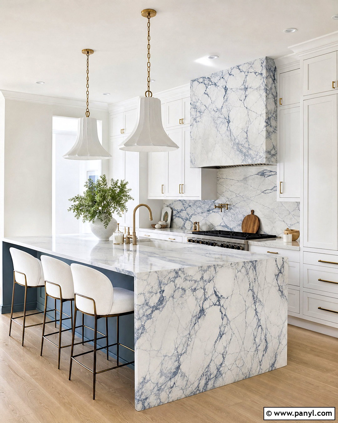 White Kitchen With Blue Marble Accents - 20 white kitchen with blue accents