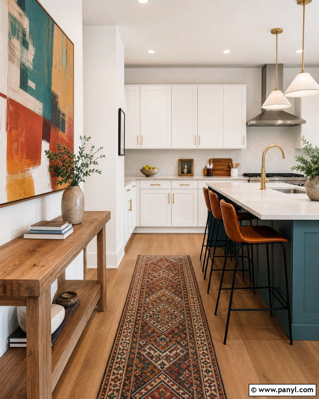 White Kitchen With Colorful Artwork - 20 Empty Kitchen With White Walls