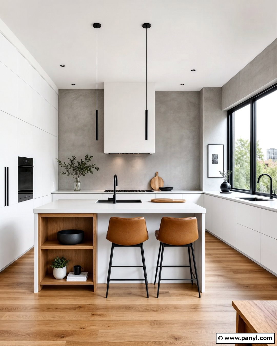 White Kitchen With Concrete Gray Walls - 20 Modern White Kitchen With Gray Walls