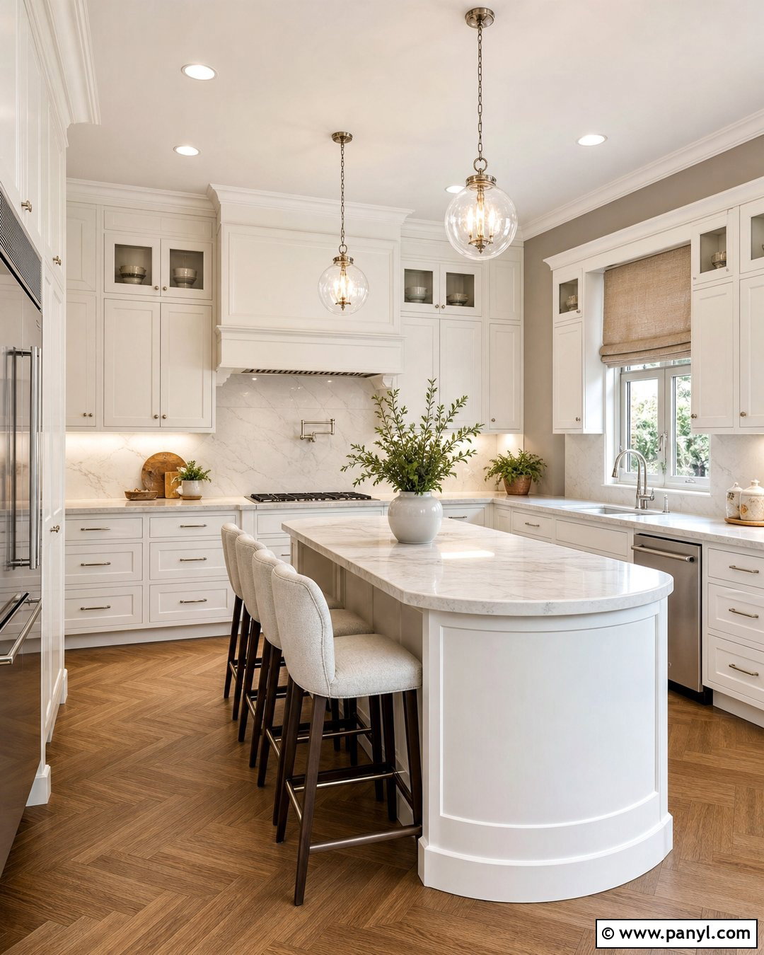 White Kitchen With Dove Gray Walls And Marble - 20 Modern White Kitchen With Gray Walls