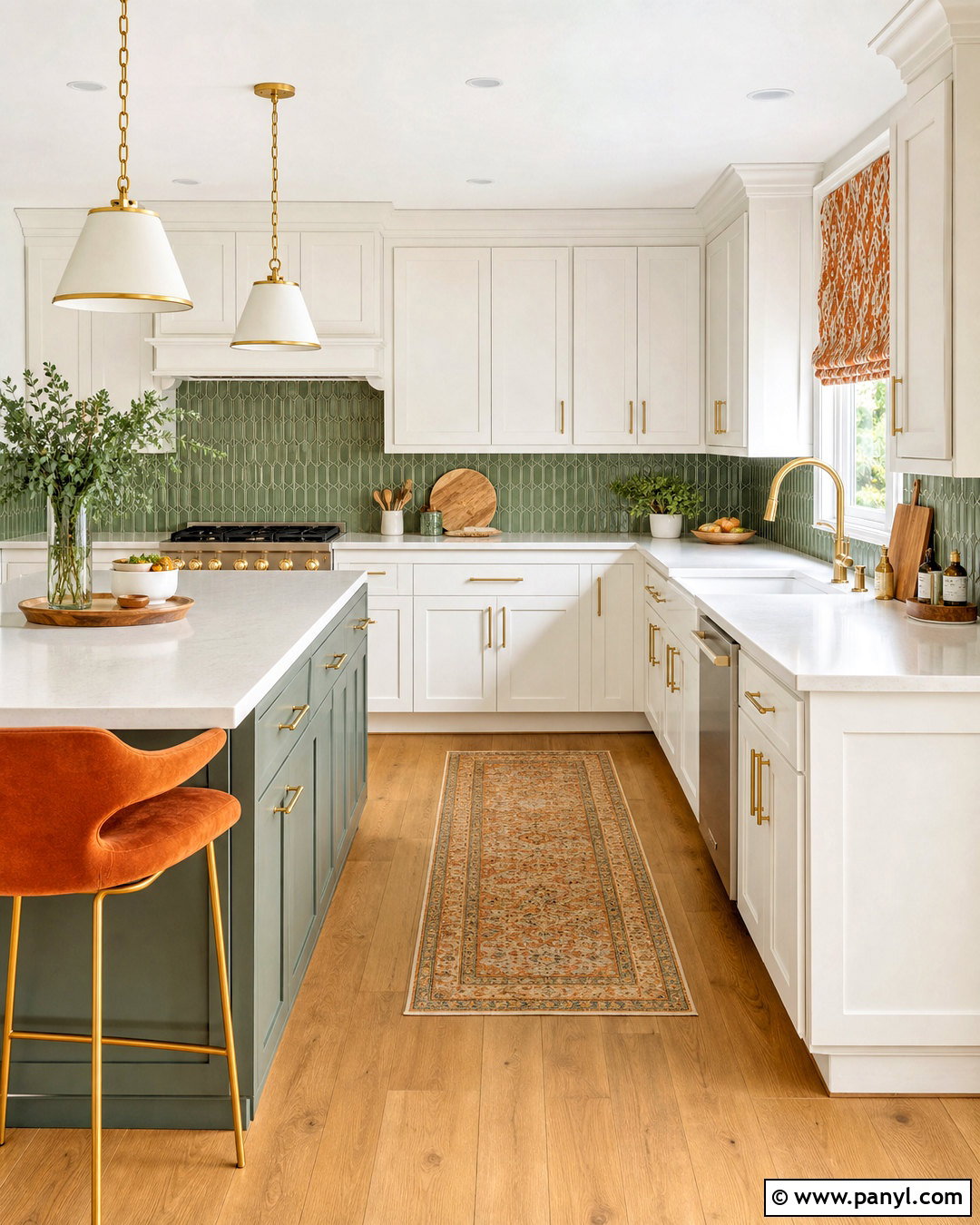 White Kitchen With Green And Orange Accents - 20 green and orange kitchen ideas