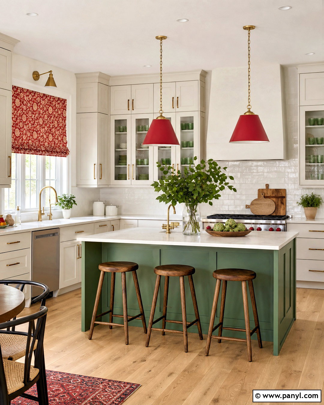 White Kitchen With Green And Red Accents - 20 green and red kitchen ideas