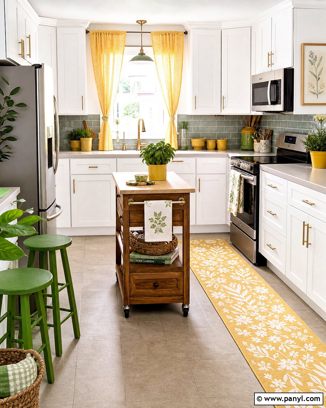 White Kitchen With Green And Yellow Decor - 20 green and yellow kitchen ideas