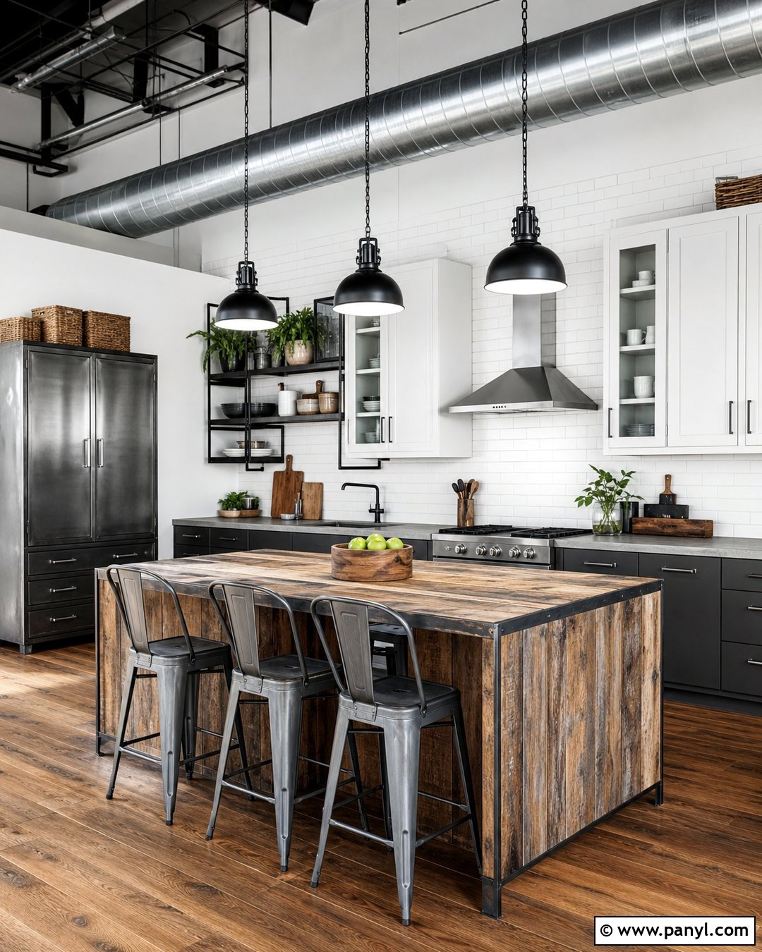 White Kitchen With Industrial Details - 20 Empty Kitchen With White Walls