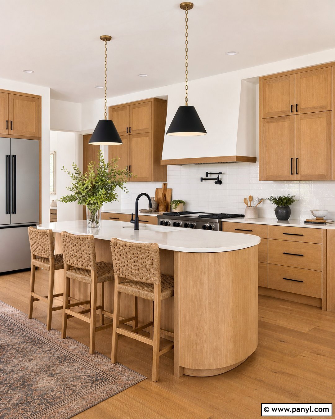 White Kitchen With Natural Oak Cabinets - 20 Empty Kitchen With White Walls