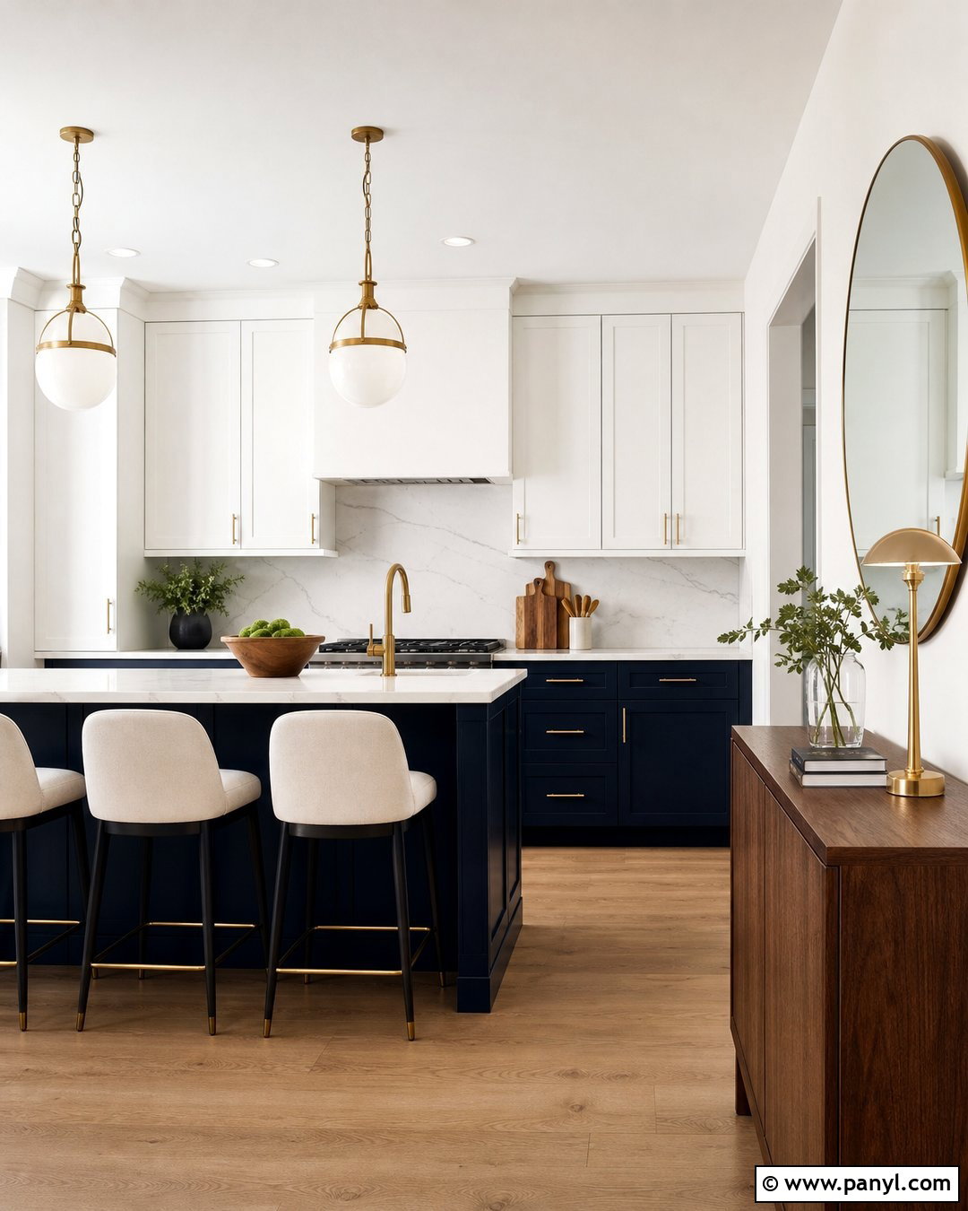 White Kitchen With Navy Blue Cabinets - 20 Empty Kitchen With White Walls