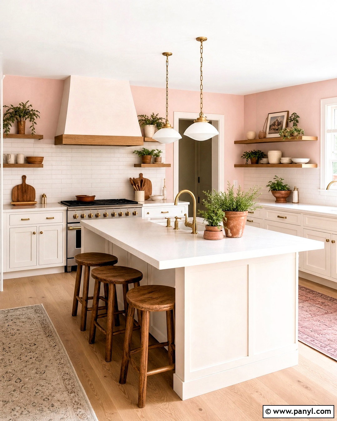 White Kitchen With Soft Pink Walls - 20 white and pink kitchen ideas