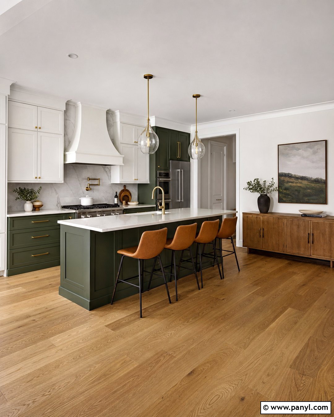 White Kitchen With Two-Tone Cabinets - 20 Empty Kitchen With White Walls
